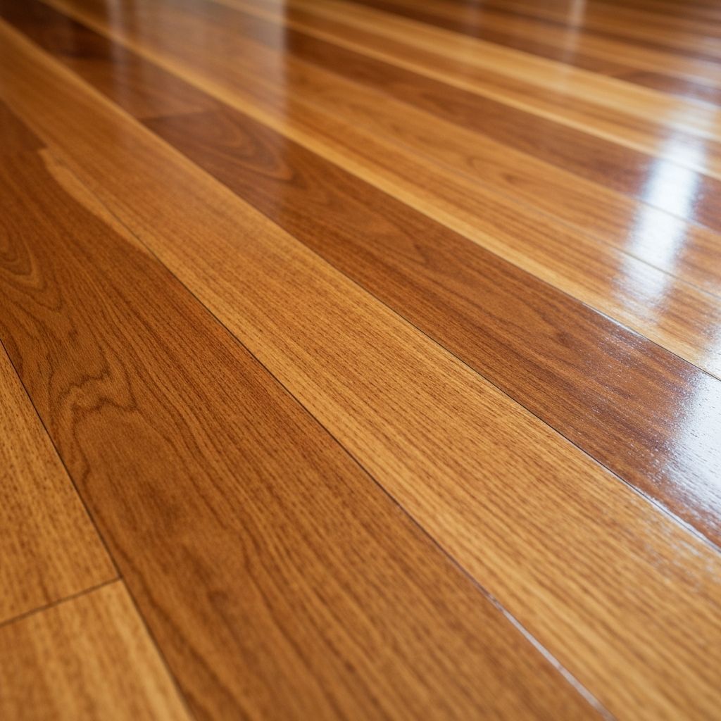 Close-up of a freshly polished Australian hardwood timber floor