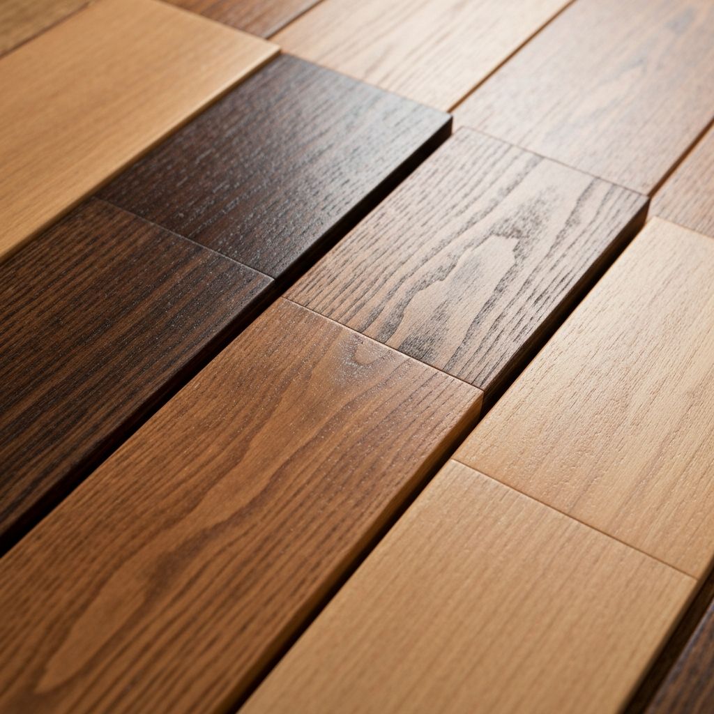 Timber floor showing different stain colour options side by side